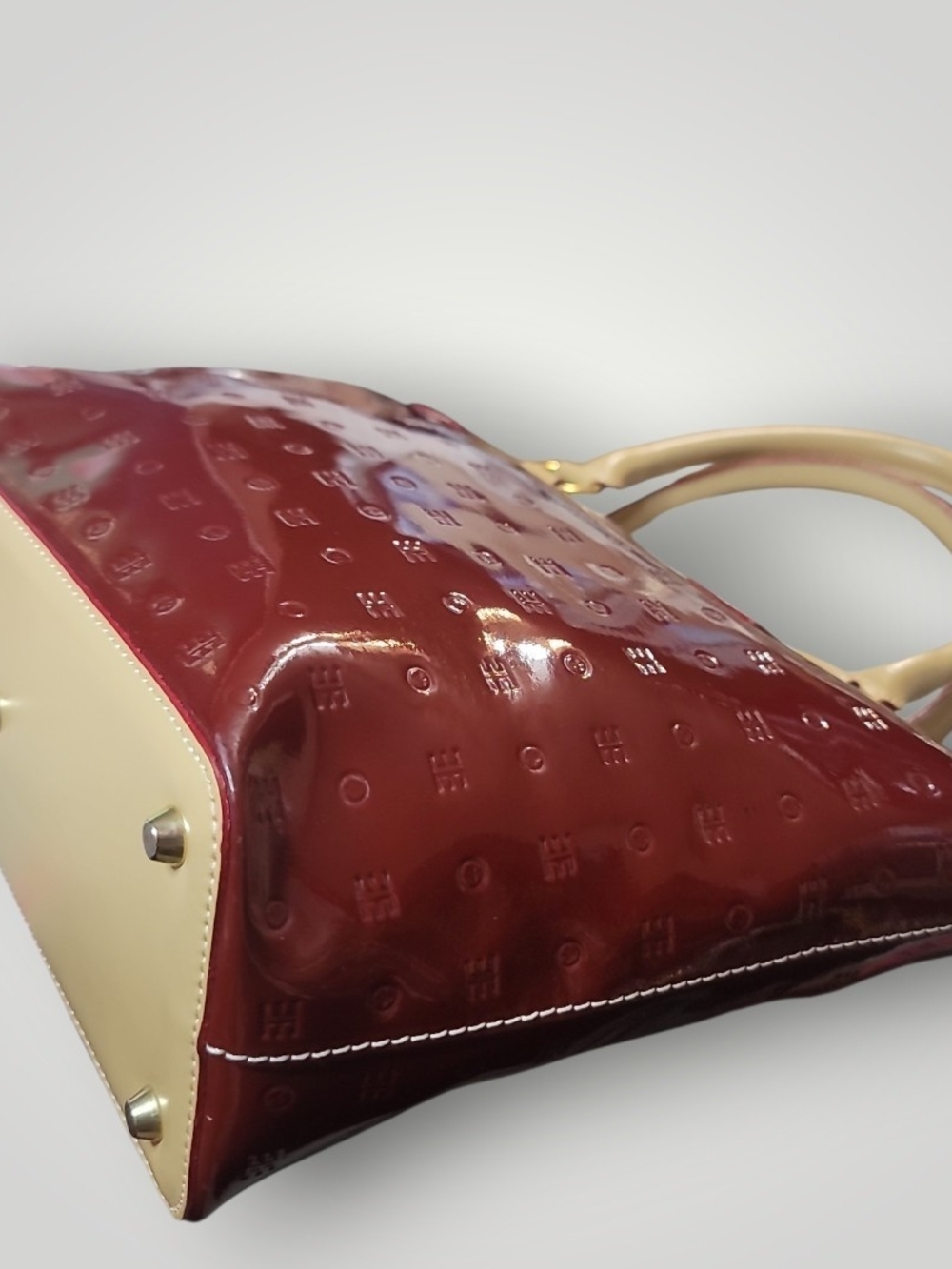 Arcadia Red Patent Tote with Cream Handles - Picture 5 of 10